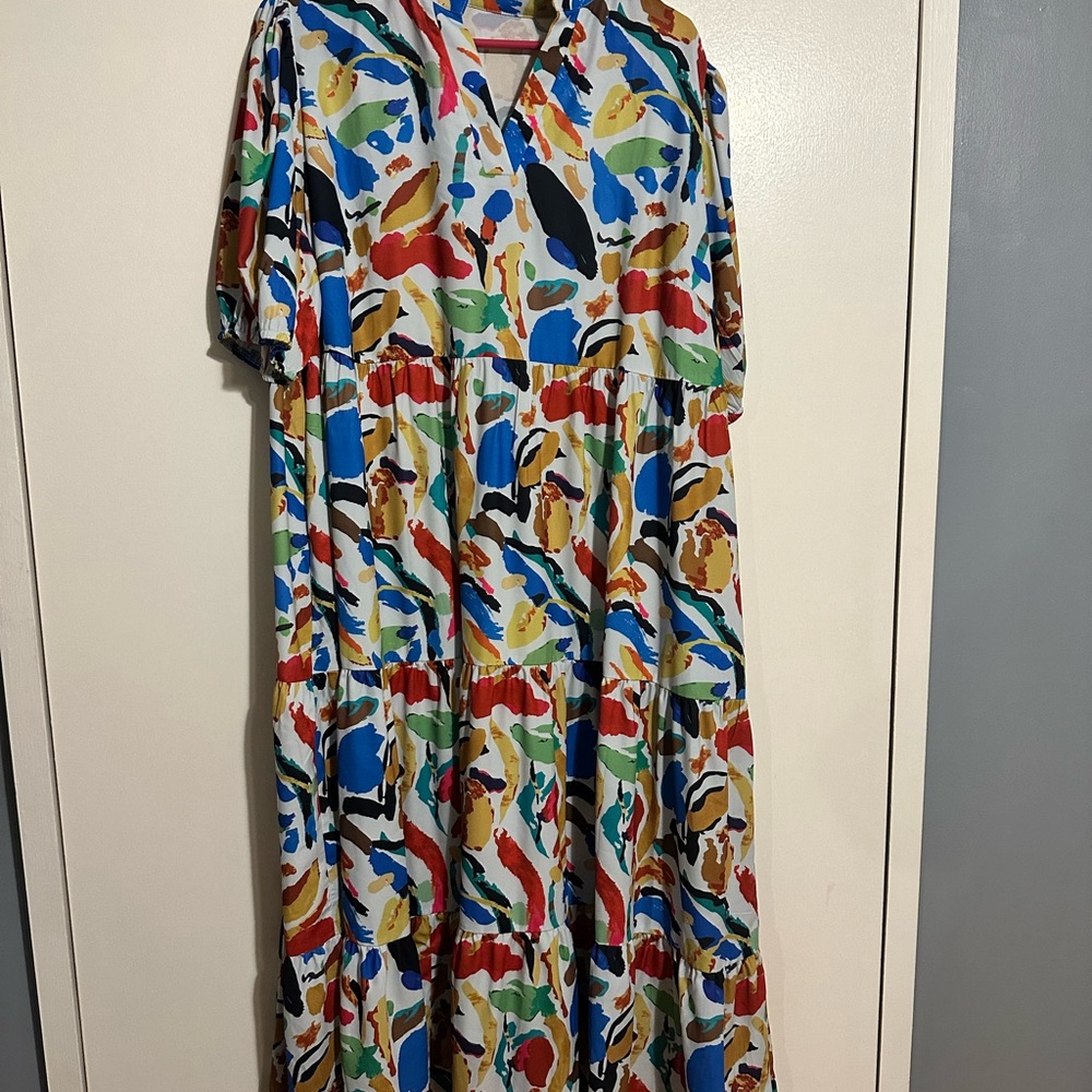 Colorful Abstract Print Maxi Dress